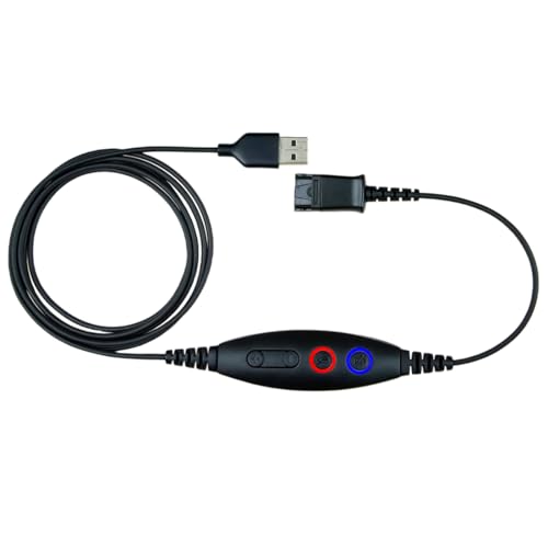 daily headset USB Adapter Cable Compatible Plantronics QD (Quick Disconnect) to USB Type A Plug, Speaker Volume & Mic Mute Control Connects Headset to PC, Laptop, Soft Phone - Image 1