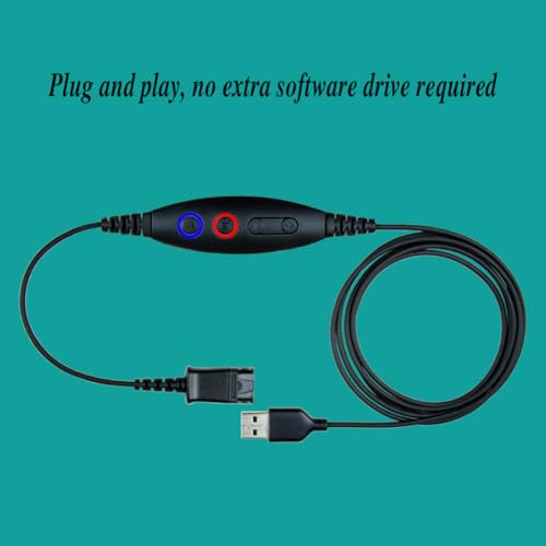 daily headset USB Adapter Cable Compatible Plantronics QD (Quick Disconnect) to USB Type A Plug, Speaker Volume & Mic Mute Control Connects Headset to PC, Laptop, Soft Phone - Image 4