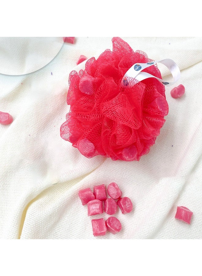 Balmy Strawberry Bath Sponge with soap pebbles 67gm  | Soft Cleansing Sponge with Refreshing Strawberry Fragrance - Image 3