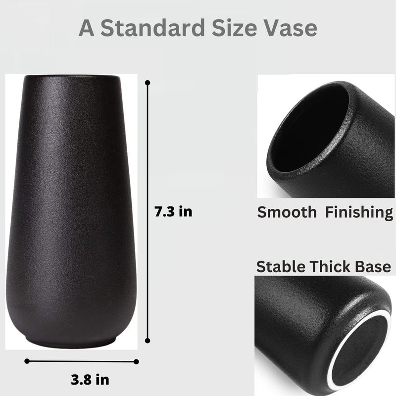 DECORPIA Premium Quality Black Ceramic Vase for Home, Farmhouse, Desk, Modern, Aesthetic Room, and Bohemian Decor | Flower Vase for Pampas Grass - Image 4