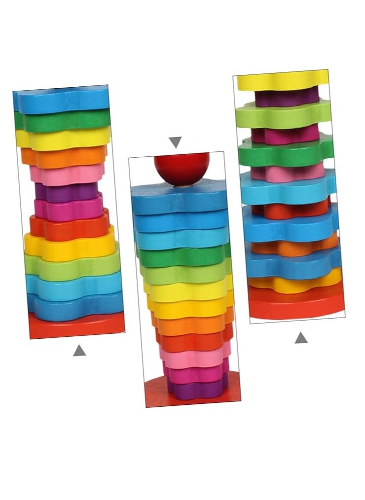 Generic - 1 Set Rainbow Tower Jenga Rainbow Stacker Rainbow Stacking Ring Stacking Ring Toys Stacking Tower Toys Rainbow Stacking Game Rainbow - Image 1