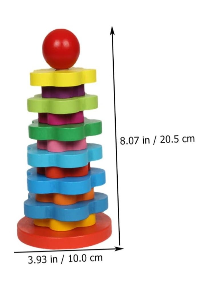 Generic - 1 Set Rainbow Tower Jenga Rainbow Stacker Rainbow Stacking Ring Stacking Ring Toys Stacking Tower Toys Rainbow Stacking Game Rainbow - Image 1