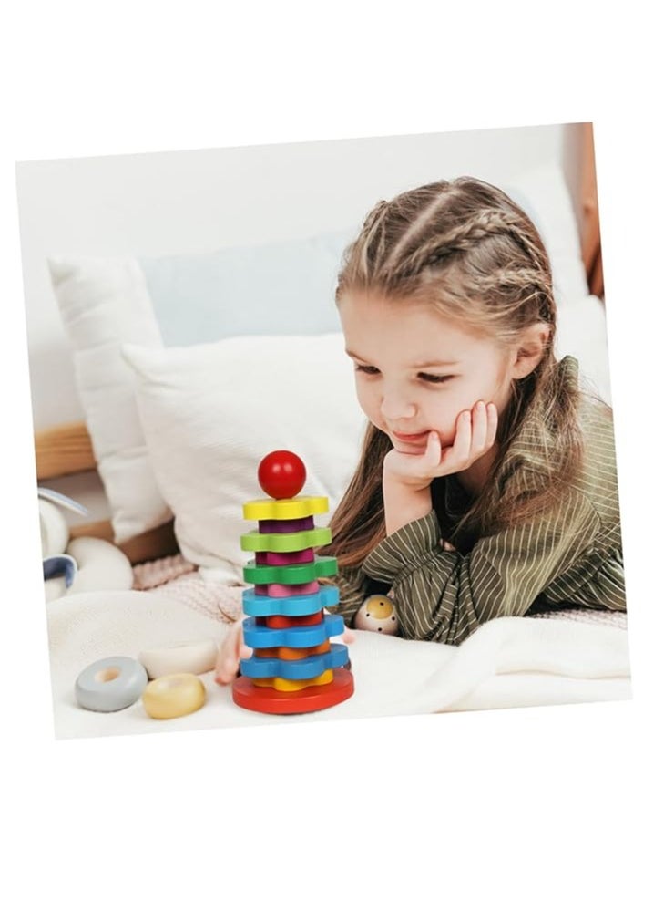 Generic - 1 Set Rainbow Tower Jenga Rainbow Stacker Rainbow Stacking Ring Stacking Ring Toys Stacking Tower Toys Rainbow Stacking Game Rainbow - Image 1