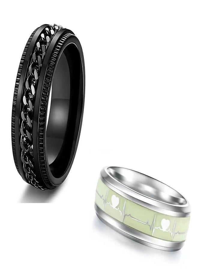 IGA COLLECTION Valentine Stylish Fashionable Latest Combo ECG & Black Dude Chain Ring W1 (20) - Image 2