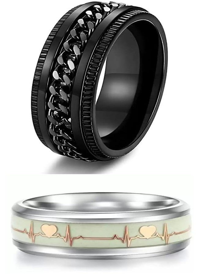 IGA COLLECTION Valentine Stylish Fashionable Latest Combo ECG & Black Dude Chain Ring W1 (20) - Image 1