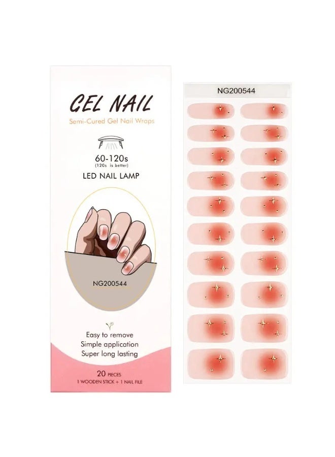Semi-Cured Gel Nail Wraps – Salon Quality Manicure – 20 Strips + File + Wooden Stick – Easy Apply & Remove - Image 2