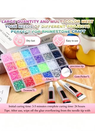 New resin jelly rhinestones, suitable for Bedazzling sets, 30,000 pieces of 28 colors 3mm multi-color flat-back gemstones, with 3 pieces of B700 jewelry glue, Bedazzler nail sets, shoes, clothing, books, crafts, diamond art - view 3