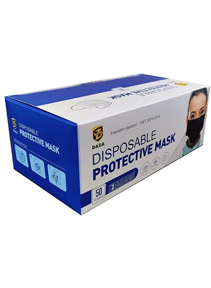 Dada 50 Pieces 3 Ply Disposable Black Face Mask - Image 3