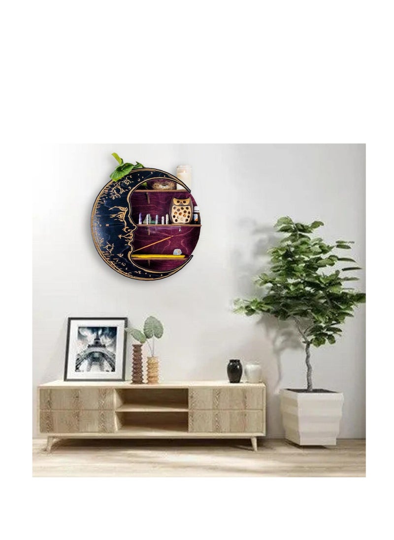 SYOSI Crescent Moon Shelf Wall Mounted | Wooden Decorative Moon Shelf Display for Crystals Stones, Essential Oils Small Plant and Art, Hanging Floating Shelves  Witchy Decor  - Image 4