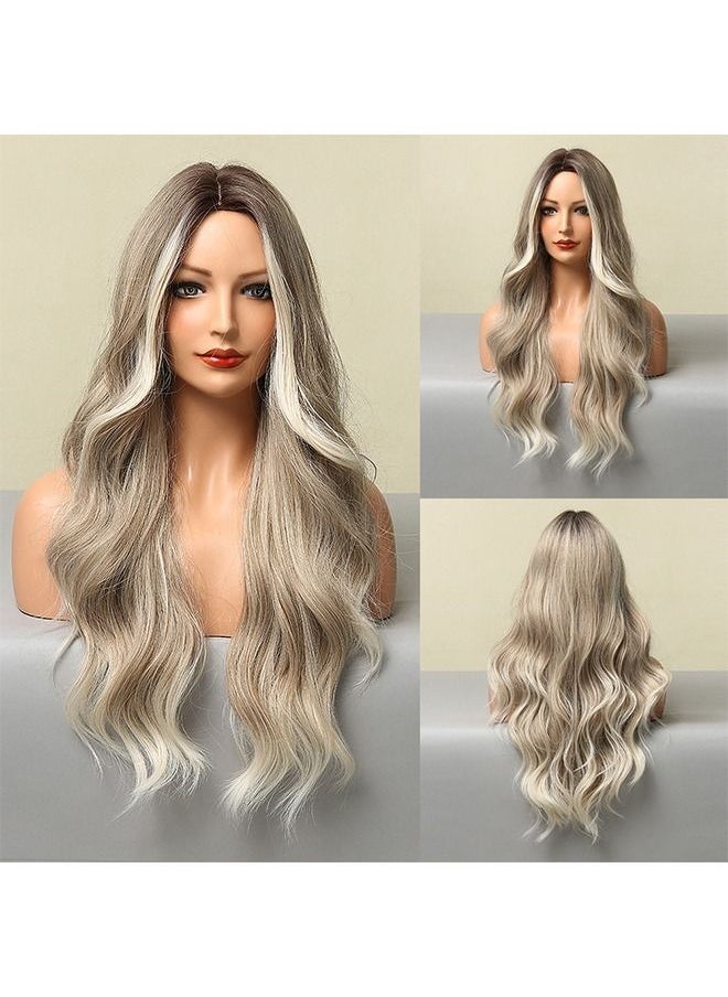 Medium Parted Big Wave Light Grey Long Wig