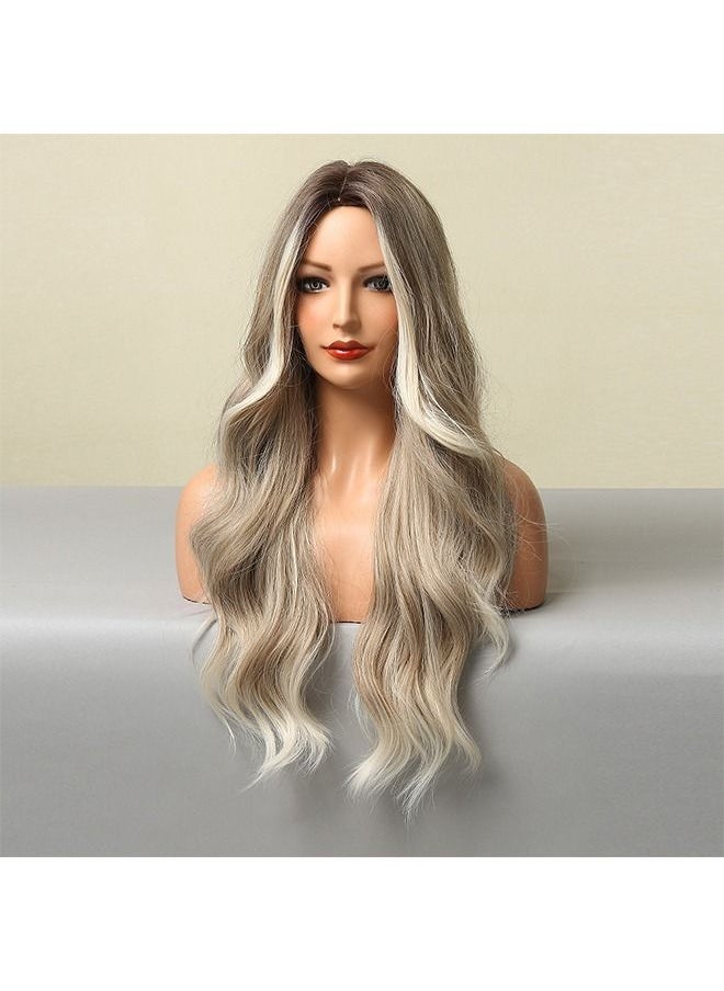 Medium Parted Big Wave Light Grey Long Wig