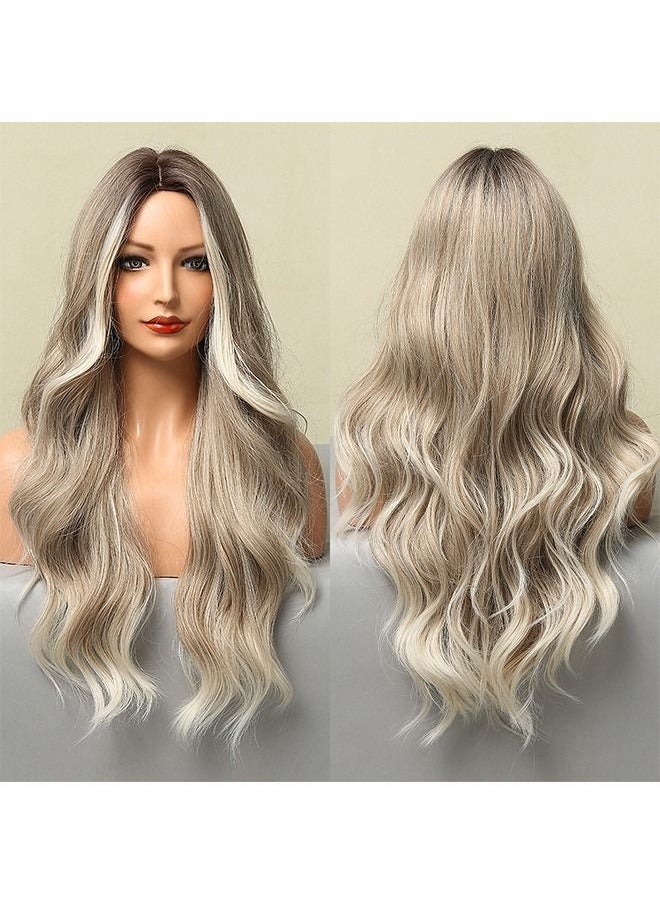 Medium Parted Big Wave Light Grey Long Wig