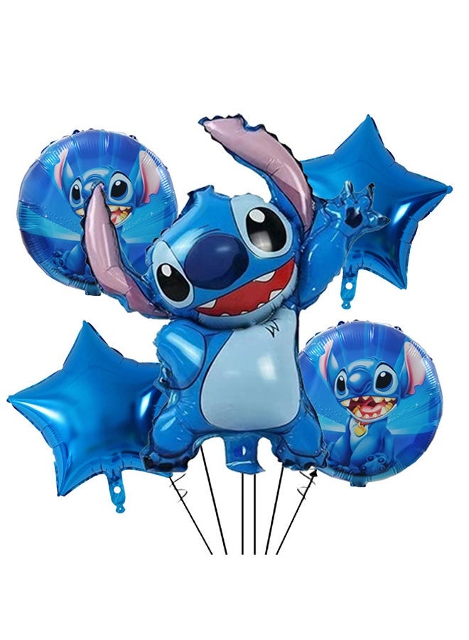 Lilo & Stitch 5 piece Stitch shaped aluminum film balloon decoration set - Image 1