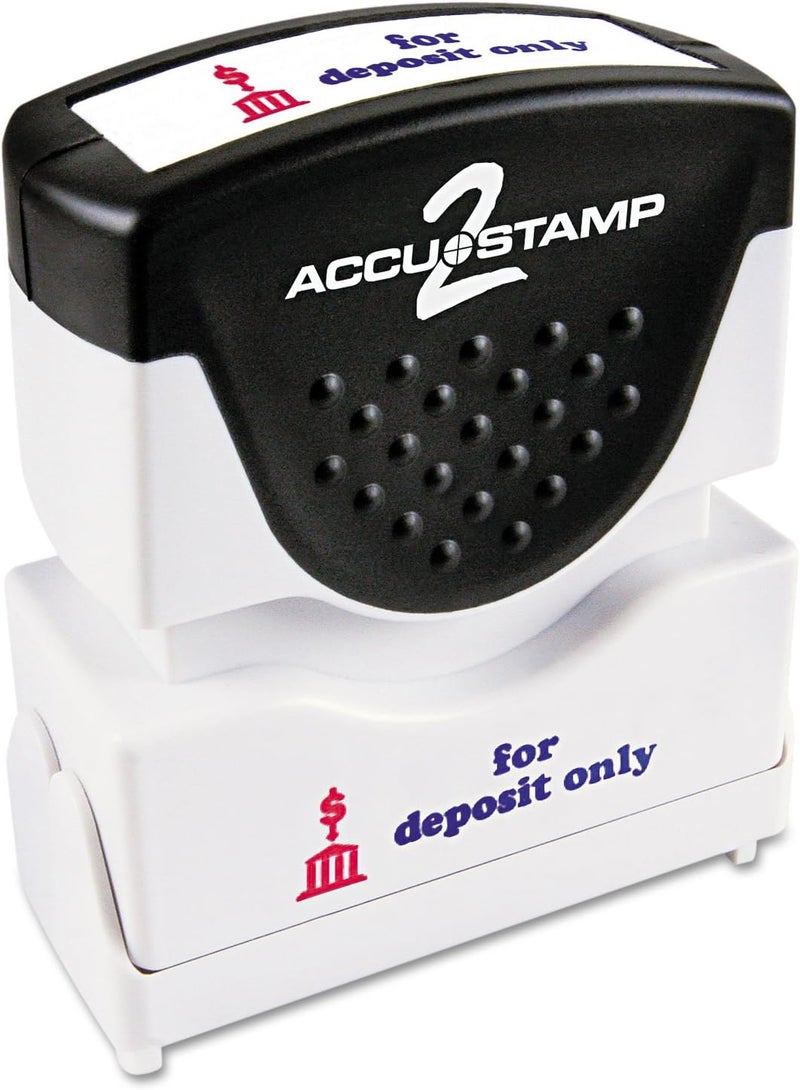 ACCUSTAMP2 035523 Pre-Inked Shutter Stamp with Microban, Red/Blue, for Deposit ONLY, 1 5/8 x 1/2 - Image 1