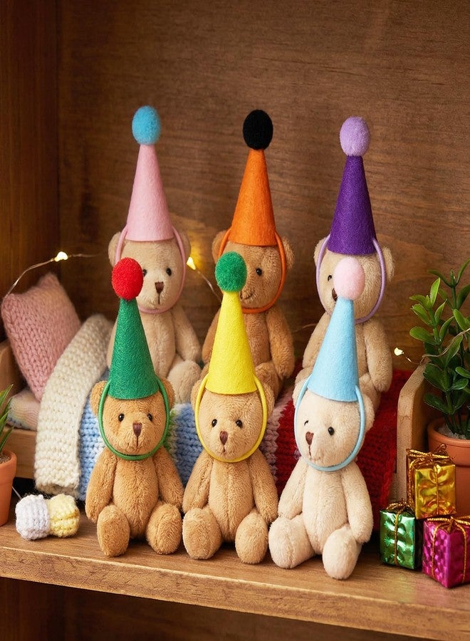 Yuomeaz 12 PCS Mini Birthday Hats, Cone Party Hats for Stuffed Animals, Colorful Tiny Birthday Hat with Tinsel Pom, Mini Party Hat for Stuffed Animals for Dog Cat Rabbit Puppies, 6 Colors - Image 2