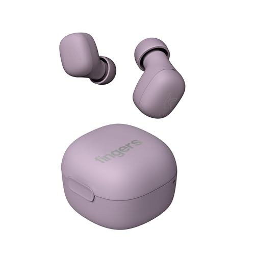 FINGERS SizeZero Pods2 World's Tiniest TWS Earbuds with 15-Hour Total Playtime, Quick Charge of 10 mins for 2-Hour Playtime, Built-in Mic with SNC™ Technology for Clear Calls (Lilac) - Image 1