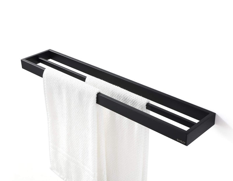 BUVELOT BUVELOT Double Towel Bar Black Towel Shelf 24 Inch Hotel Style Towel Holder Towel Racks for Bathroom Contemporary Bath Towel Bar Wall Mounted Matte Black 073080MB Ler Series 