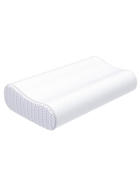 Cervical Orthopedic Memory Foam Pillow Standard Size Neck & Back Support Pillow for Sleeping with Removable Zipper Cover (23” L x 13.8” W x 4” H | Color: White | 2pcs Set