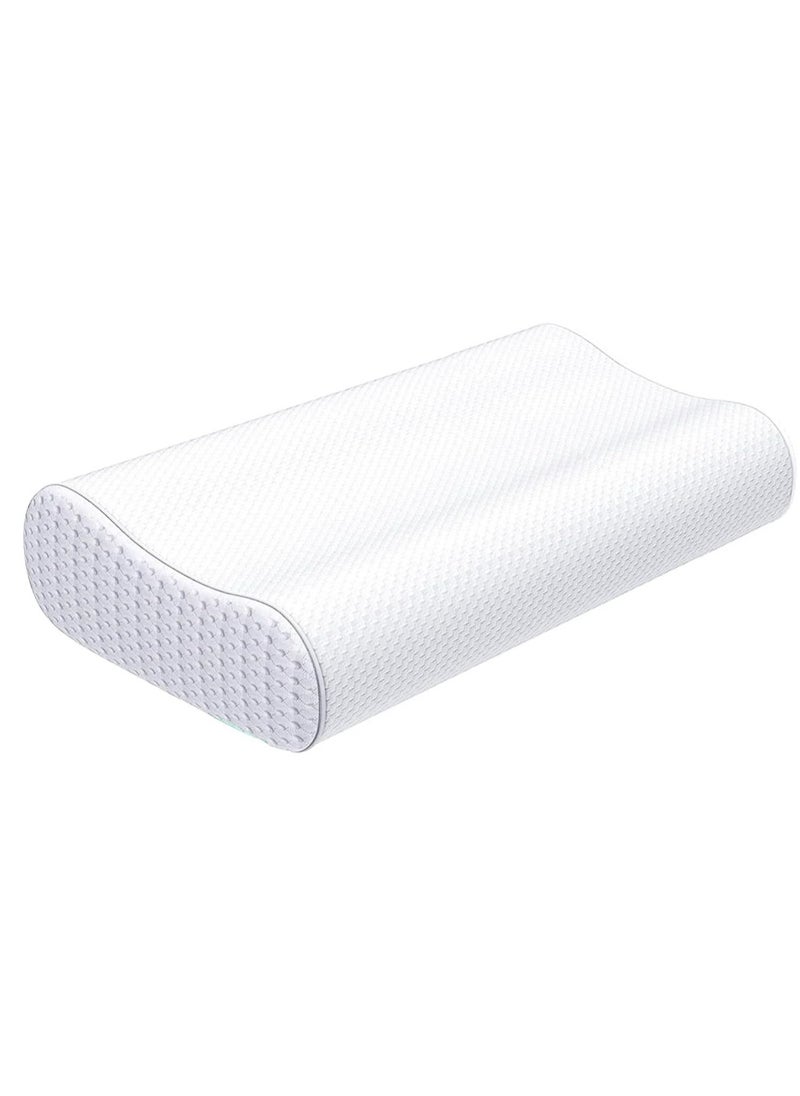 Cervical Orthopedic Memory Foam Pillow Standard Size Neck & Back Support Pillow for Sleeping with Removable Zipper Cover (23” L x 13.8” W x 4” H | Color: White | 2pcs Set