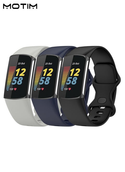 3 Pack Silicone Replacement Strap for Fitbit Charge 6/Fitbit Charge 5 M/L, Sport Watchband Accessories for Fitbit Charge 6/5 Band