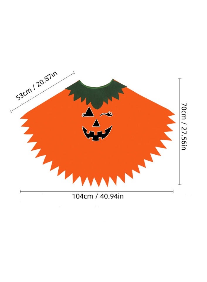 Halloween Pumpkin Costume for Women Kids,Glow in the Dark Adult Halloween Costume with Poncho,Headband & Bag - Image 2