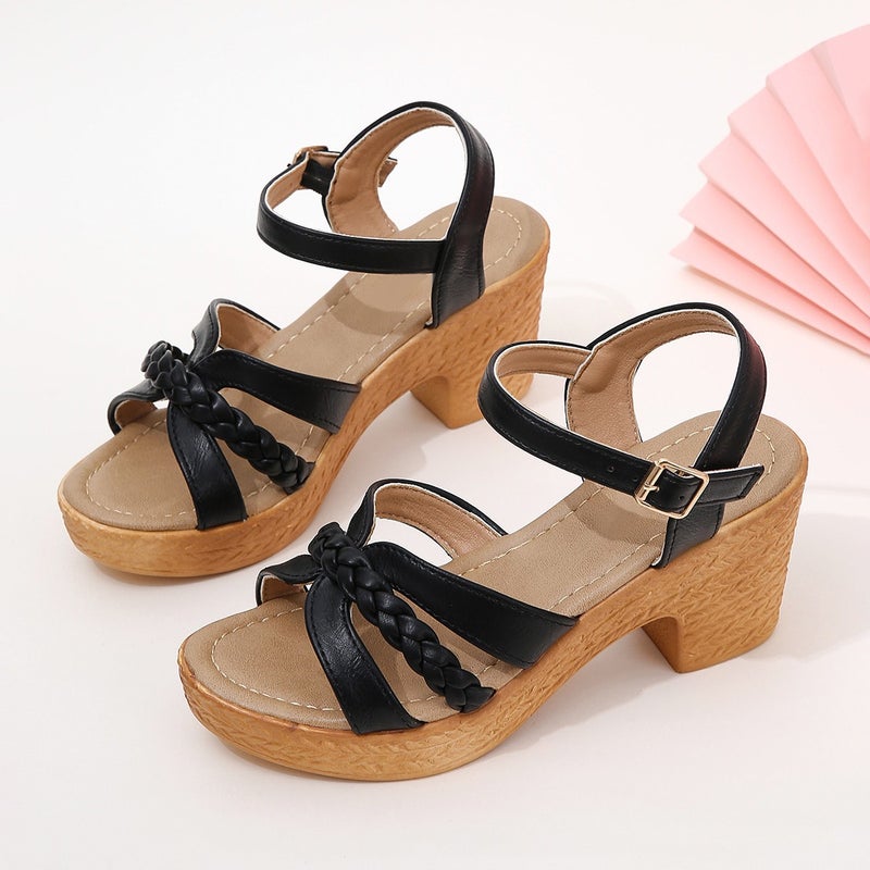 Summer 2023 Chunky Heel Sandals for Women Black 