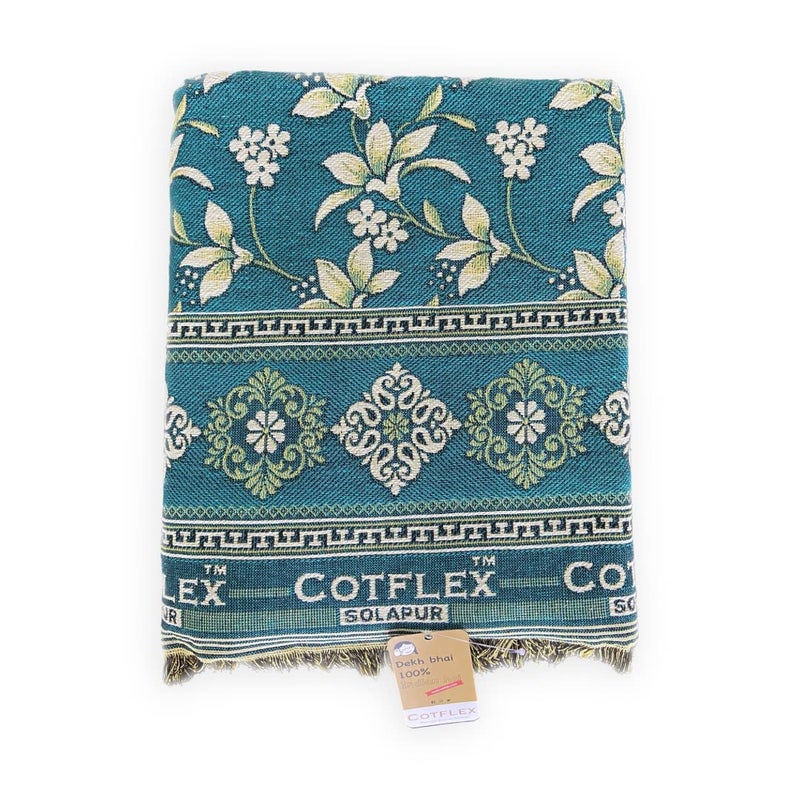 COTFLEX Original Solapur Chaddar Queen Bed Cotton Blanket Mor Pankhi - Image 1