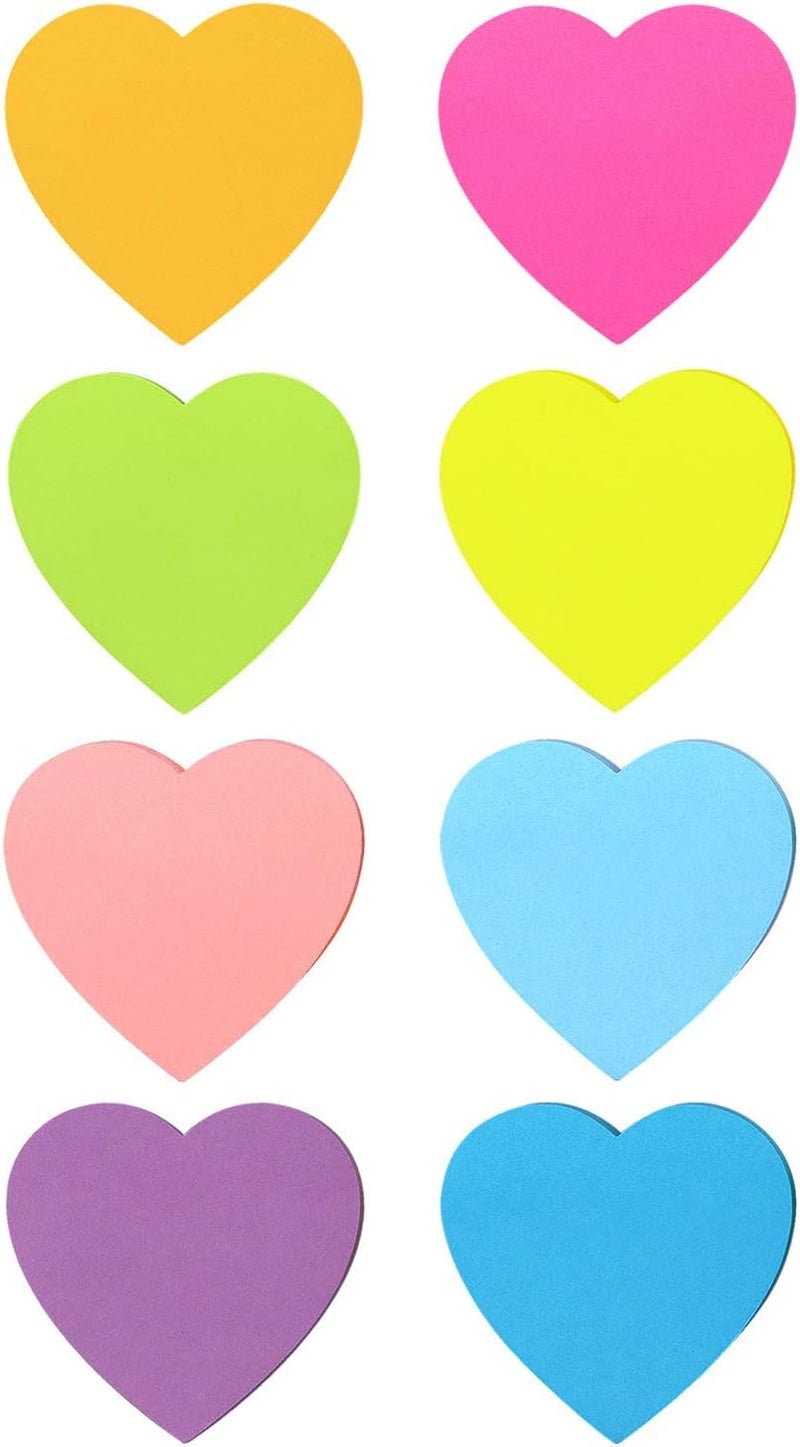 SIMONA Heart Shape Sticky Notes 8 Color Bright Colorful Sticky Pad 75 Sheets/Pad Self-Sticky Note Pads - Image 2