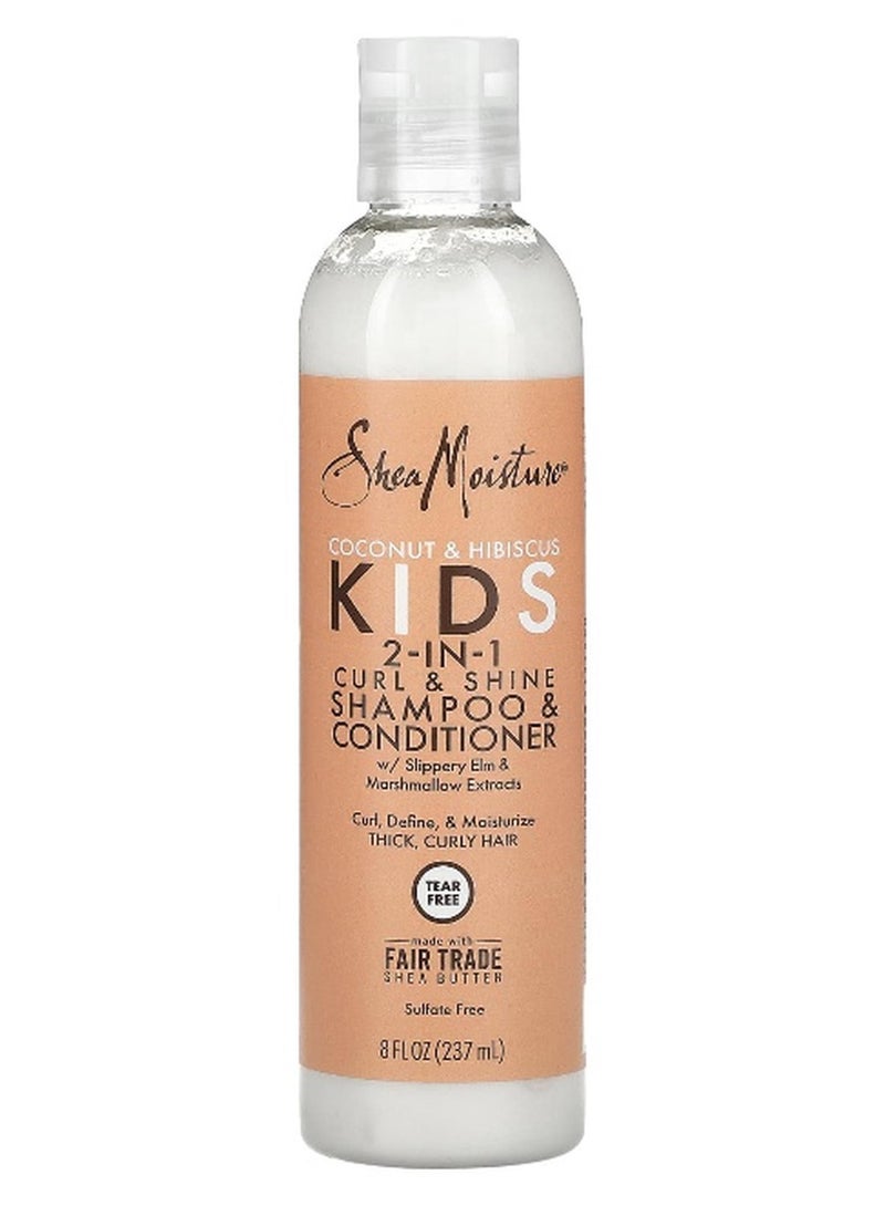 SheaMoisture, Kids 2-In-1 Curl & Shine Shampoo & Conditioner, Coconut & Hibiscus, 8 fl oz (237 ml) - Image 1