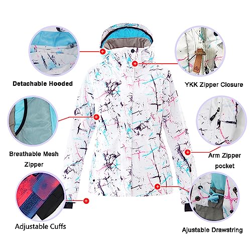 GS SNOWING Women's Ski Jackets and Pants Set Windproof Waterproof Insulated Snowsuit Winter Warm Snowboarding Snow Coat Blue S - Image 5