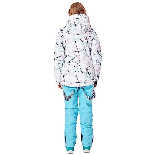 GS SNOWING Women's Ski Jackets and Pants Set Windproof Waterproof Insulated Snowsuit Winter Warm Snowboarding Snow Coat Blue S - Image 3