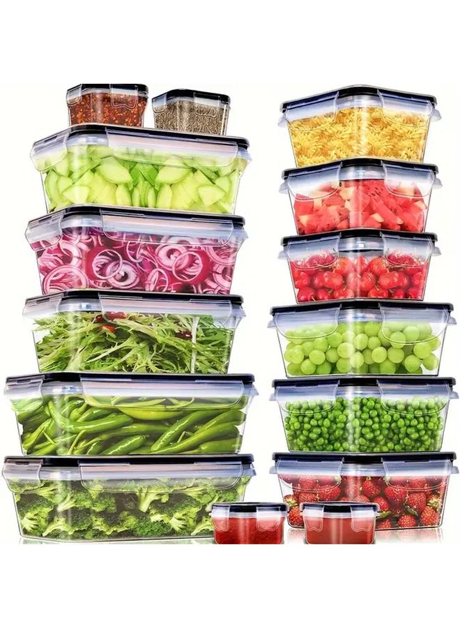 15pcs Leak Proof Food Storage Containers Reusable Plastic Kitchen Organizer With Lids - Image 1