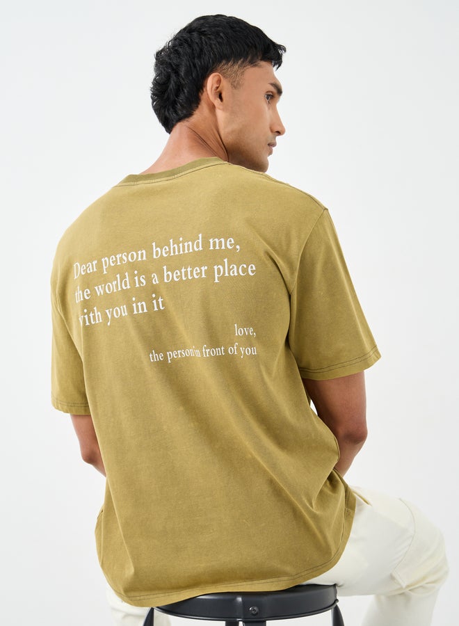 Styli Acid Washed Slogan Back Print Oversized T-Shirt - Image 1