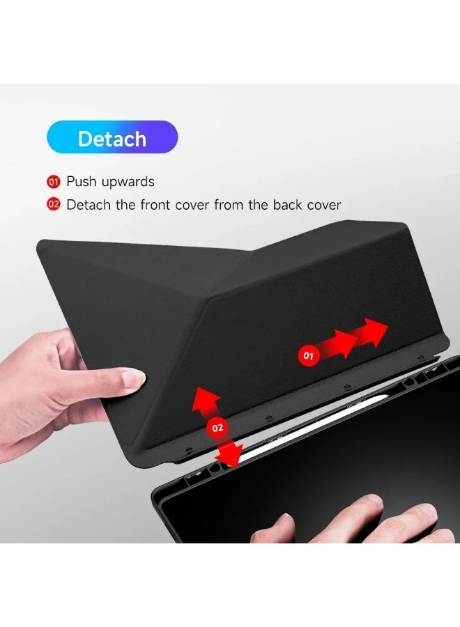 عام غلاف واقي متوافق مع سامسونج جالاكسي تاب إس 11 أولترا 14.6 بوصة 2025، يتميز بغطاء خلفي مغناطيسي شفاف ثلاثي الطي مع فتحة قلم ووظيفة النوم/الاستيقاظ التلقائي - Image 4