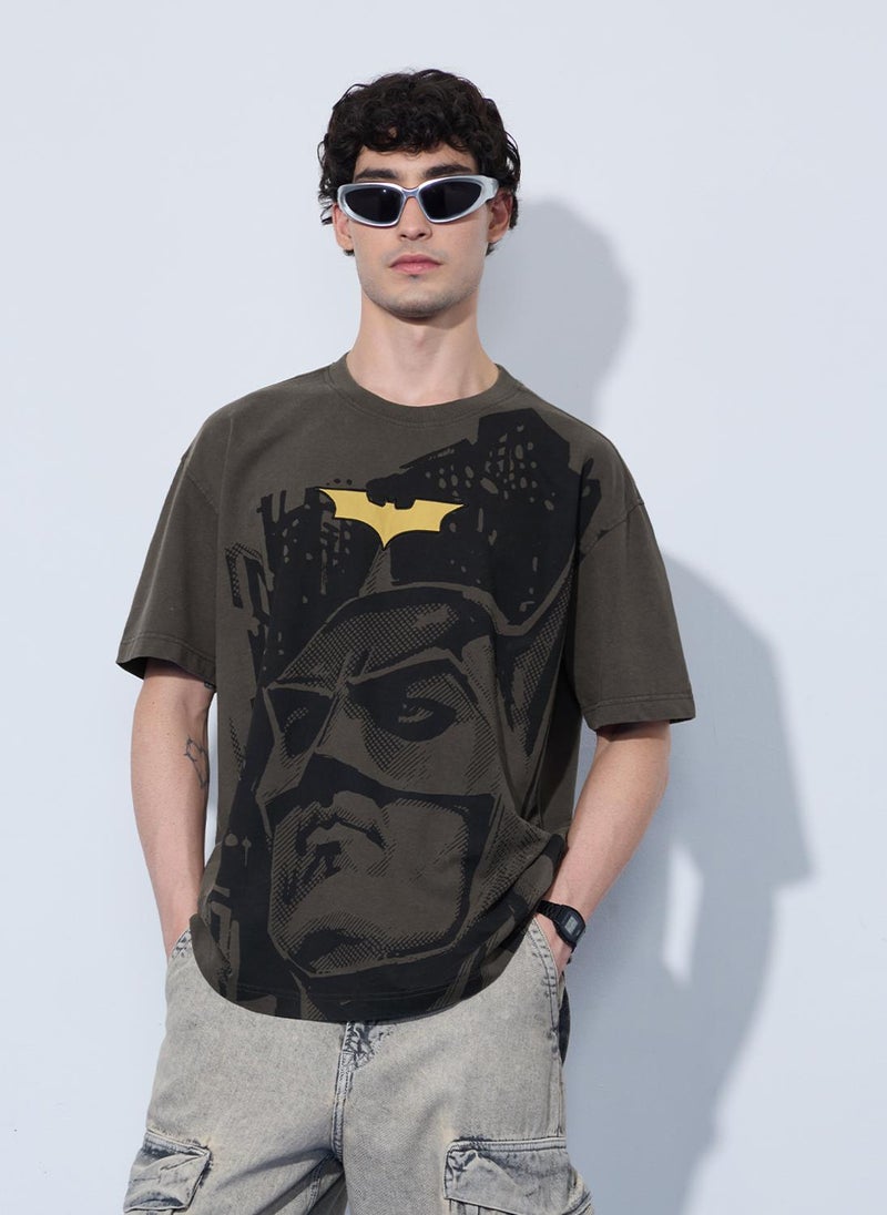 The Souled Store Batman: Dark Knight Men and Boys Short Sleeves Round Neck Graphic Printed Cotton Oversized Fit Breathable Lightweight All-Season T-Shirt - Image 1