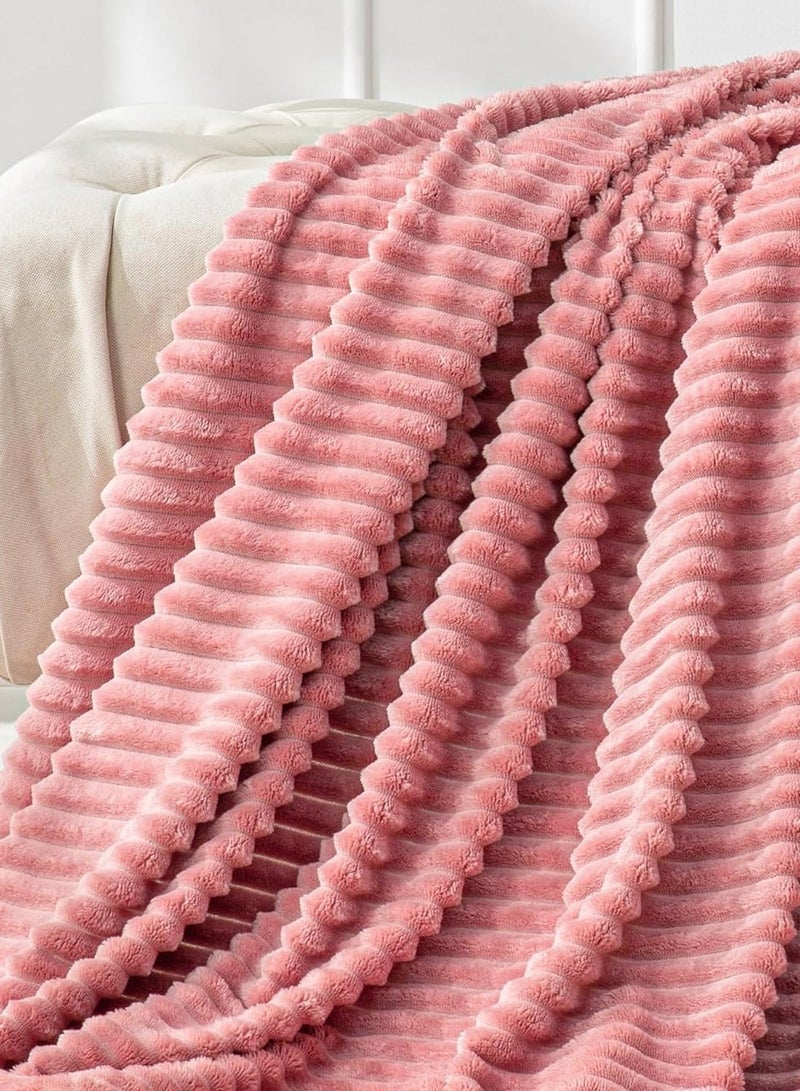T G H Striped Flannel Fleece Blanket Plush Throw Blanket Super Soft Blanket King Size(220x240) For Bed and Sofas Luxurious Warm and Comfortable - Image 4