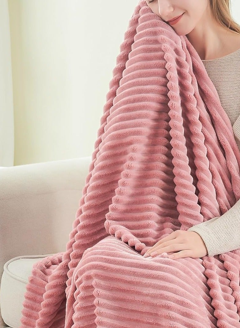 T G H Striped Flannel Fleece Blanket Plush Throw Blanket Super Soft Blanket King Size(220x240) For Bed and Sofas Luxurious Warm and Comfortable - Image 5
