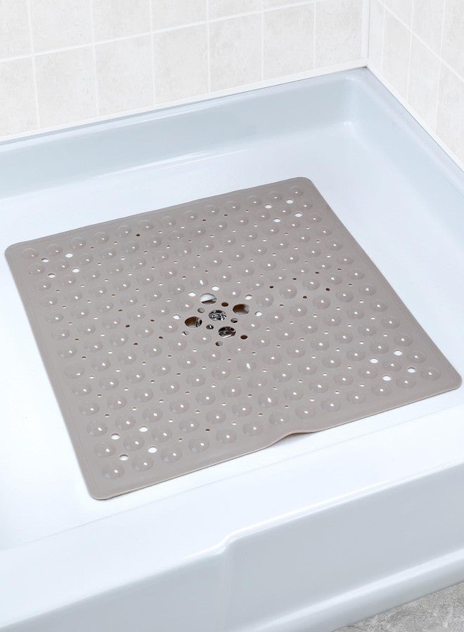SlipX Solutions Essential Square Shower Mat, 21"x21", Grippy Textured Surface, 25% Stronger Suction Cups, Non-Slip Shower Floor Mat for Bathers of All Ages, Fits Standard Shower Stalls & Tubs, Tan - Image 2