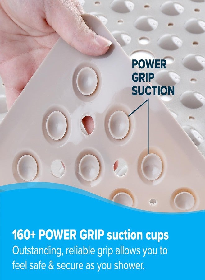 SlipX Solutions Essential Square Shower Mat, 21"x21", Grippy Textured Surface, 25% Stronger Suction Cups, Non-Slip Shower Floor Mat for Bathers of All Ages, Fits Standard Shower Stalls & Tubs, Tan - Image 3