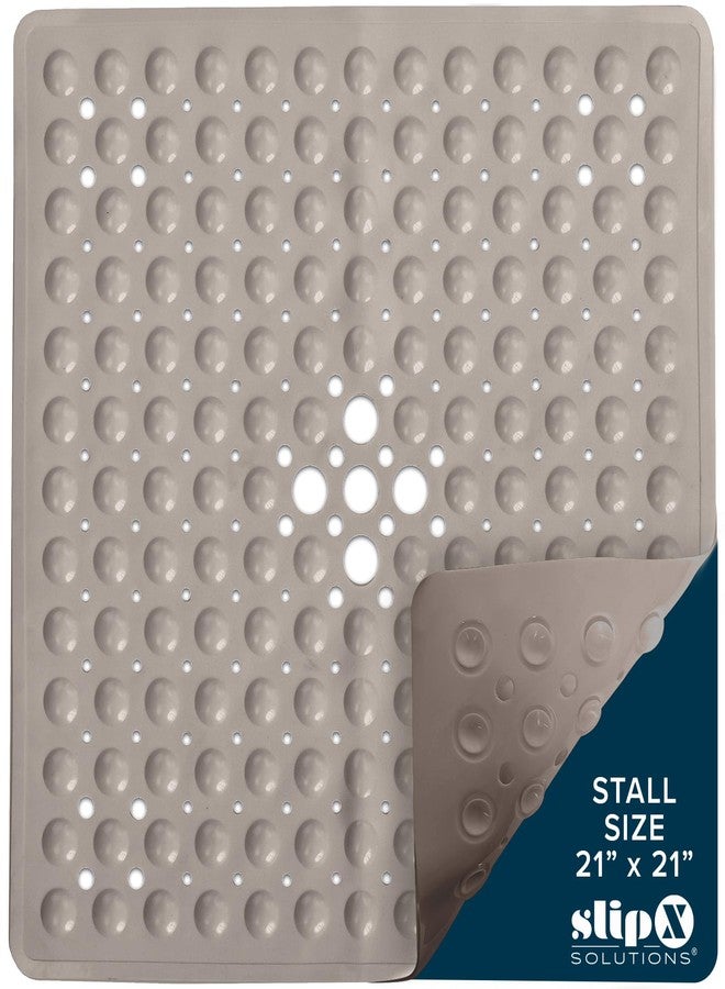 SlipX Solutions Essential Square Shower Mat, 21"x21", Grippy Textured Surface, 25% Stronger Suction Cups, Non-Slip Shower Floor Mat for Bathers of All Ages, Fits Standard Shower Stalls & Tubs, Tan - Image 1