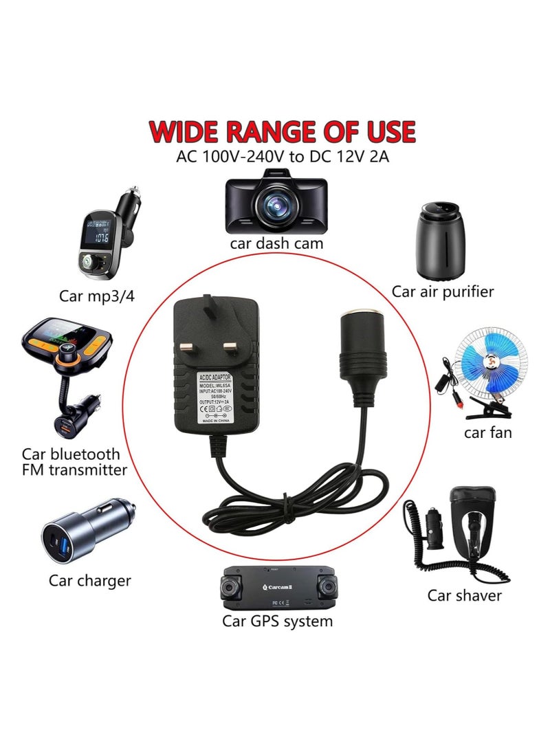 KOWVOWZ Car Power Inverters Car Plug Adapter 2A 240V AC Mains to 12V DC Car Converter Cigarette Lighter Socket Voltage Converter Power Adapter Power UK Plug - Image 3