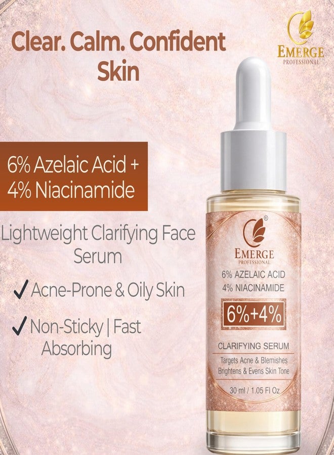 Emerge Professional 6% Azelaic Acid + 4% Niacinamide Clarifying Face Serum for Acne & Blemish Control, Brightening & Even Skin Tone - 30 ml - Image 2