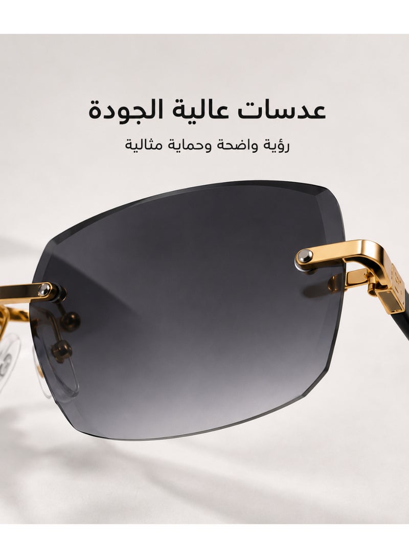 Hirospace Luxury Rimless Dark Grey UV400 Sunglasses for Men & Women, Elegant Everyday Fashion Eyewear - Image 5