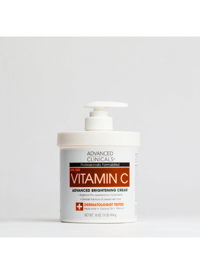 أدفانسد كلينيكال كريم فيتامين سي من أدفانسد كلينيكالز، كريم تفتيح متطور، كريم مضاد للشيخوخة، لعلاج البقع العمرية والبقع الداكنة على الوجه واليدين والجسم 454 جم - Image 2