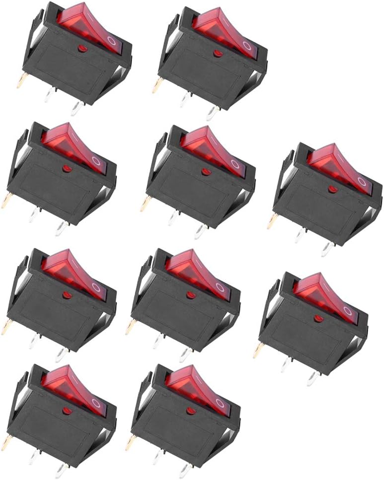 Hyuduo 3-pole Rocker Switch Switch Durable Red Light 2 Position KCD3 for Household Appliances 10PCs - Image 5