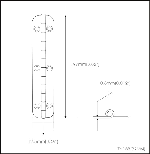 QCAA Solid Brass 180 Degree Small Piano Hinge Wooden Jewery Box Hinge for Cabinet Closet 386 x 05 Matte Black 12 Pack Made in Taiwan - Image 3