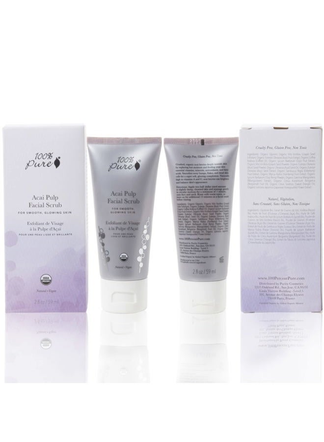 100 % Pure Acai Pulp Facial Scrub, Exfoliating, Organic Face Wash (2 Fl Oz) - Image 2