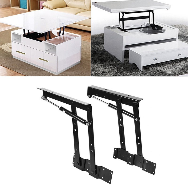 Liineparalle 1 Pair Folding Lift up Top Furniture Hinge Practical Lift Up Coffee Table Mechanism Hardware Fitting Hinge Spring Standing Desk Frame  - Image 2