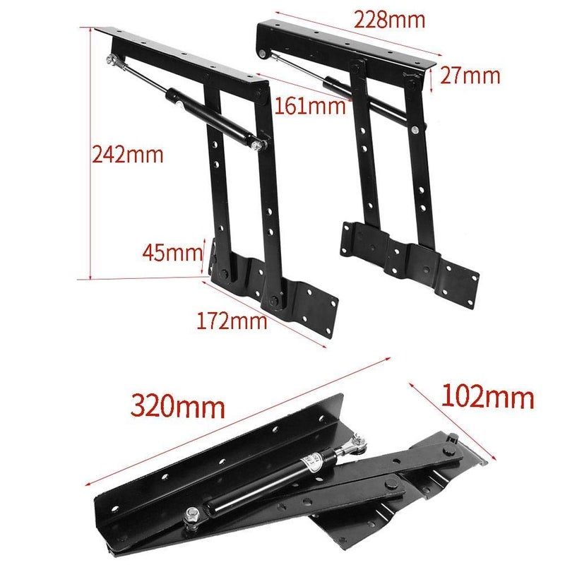 Liineparalle 1 Pair Folding Lift up Top Furniture Hinge Practical Lift Up Coffee Table Mechanism Hardware Fitting Hinge Spring Standing Desk Frame  - Image 4
