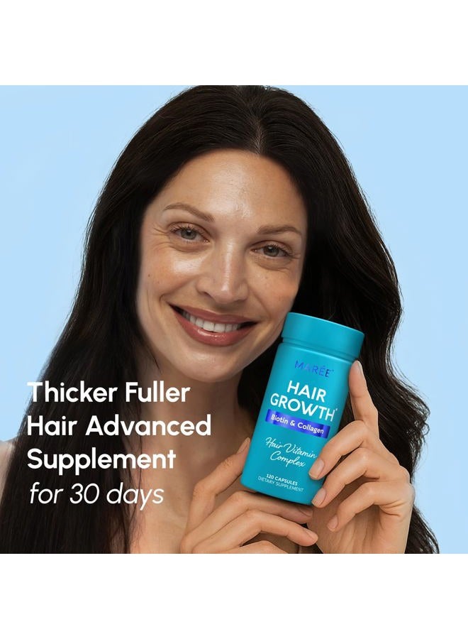MAREE Hair Growth Vitamins - Faster Thicker Hair Growth Products - Biotin & Collagen Complex Hair Growth Supplements - Hair Vitamins for Hair Loss for Women & Men - Vitaminas Para El Cabello 120 Pills - Image 2